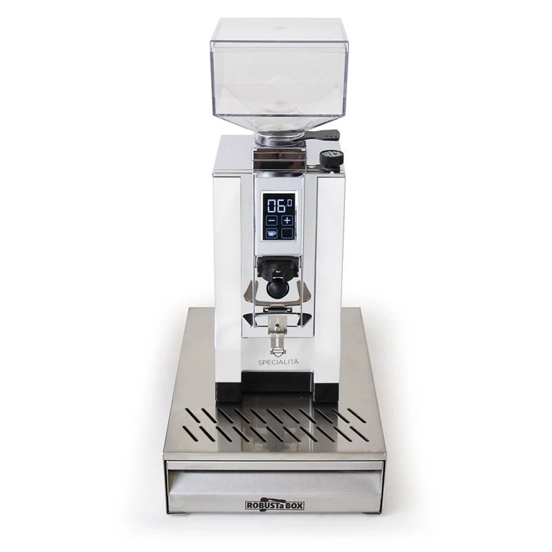 Eureka Mignon Specialita White Coffee Grinder and Stainless Knock-box