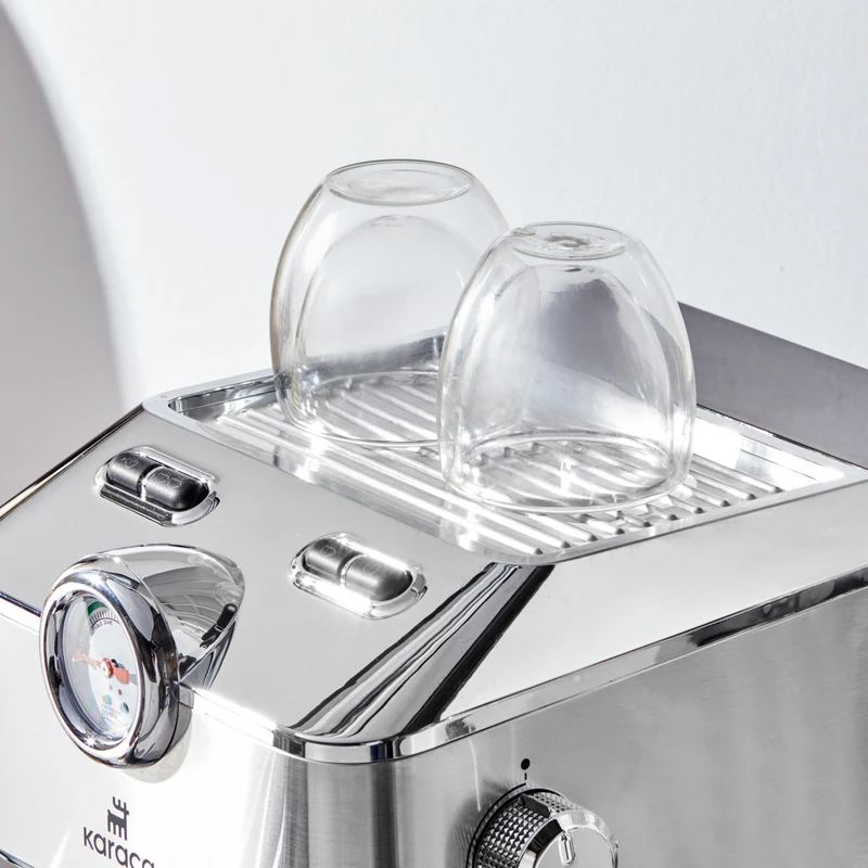 Karaca Coffee Art 1101 Milchaufschäumer, 20 Bar Druck, Espresso, Latte, Cappuccino, Americano Maschine 1,5L Inox