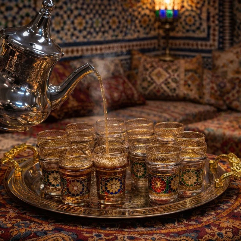 Fas Geleneksel Çay Bardağı — 12'li Set