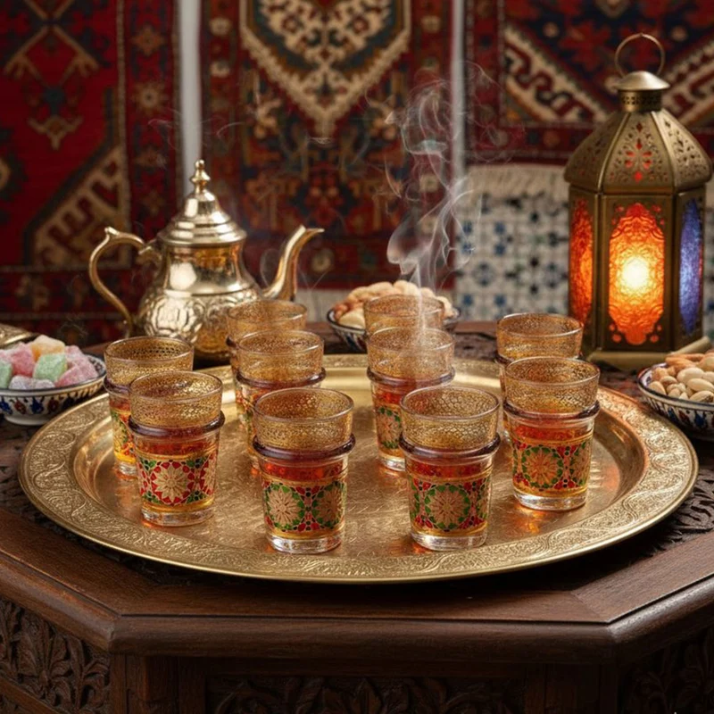 Fas Geleneksel Çay Bardağı — 12'li Set
