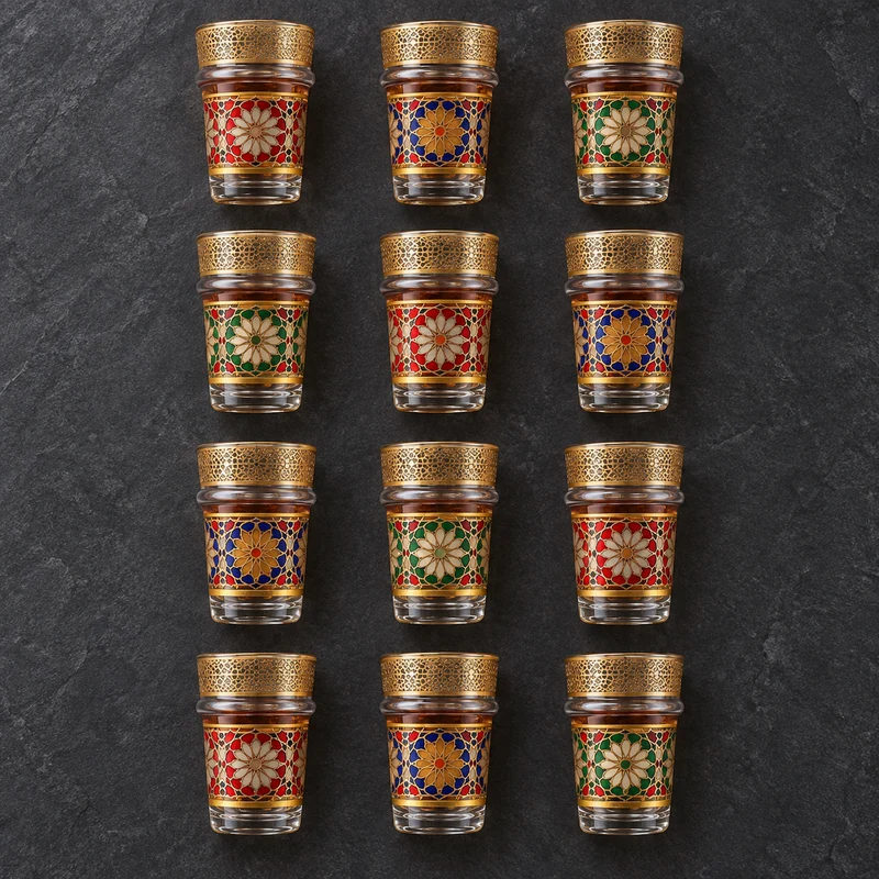 Fas Geleneksel Çay Bardağı — 12'li Set