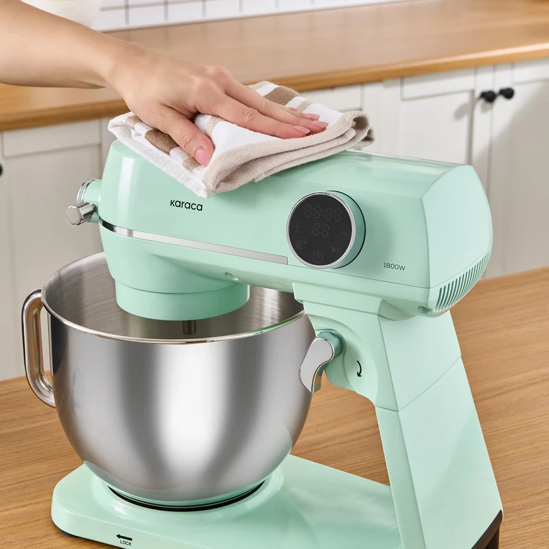 Karaca Multichef Artisan Standmixer mit Digitaldisplay, Gusseisen, Mint, 1800W, 7L