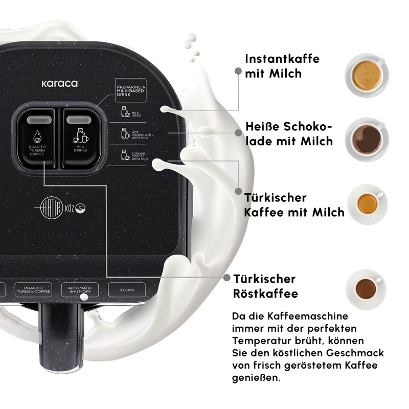 Karaca Hatır Koz Milky Türkische Kaffeemaschine, Glänzend Schwarz