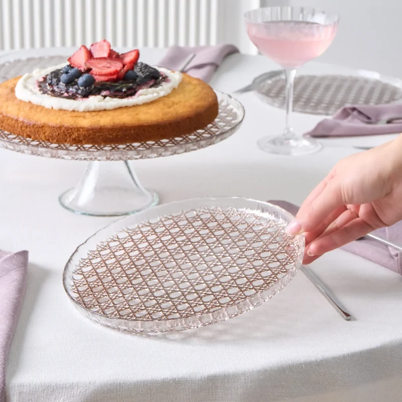 Karaca Rattan Gri Simli 7 Parça Pasta Seti