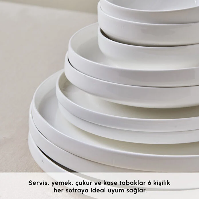 Karaca Stream Bone Saturn 24 Parça 6 Kişilik Yemek Takımı Beyaz