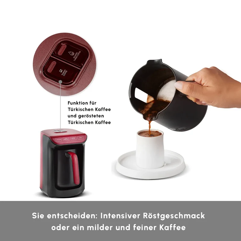 Karaca Hatır Kaffeemaschine mit Röstfunktion Rot, 535W