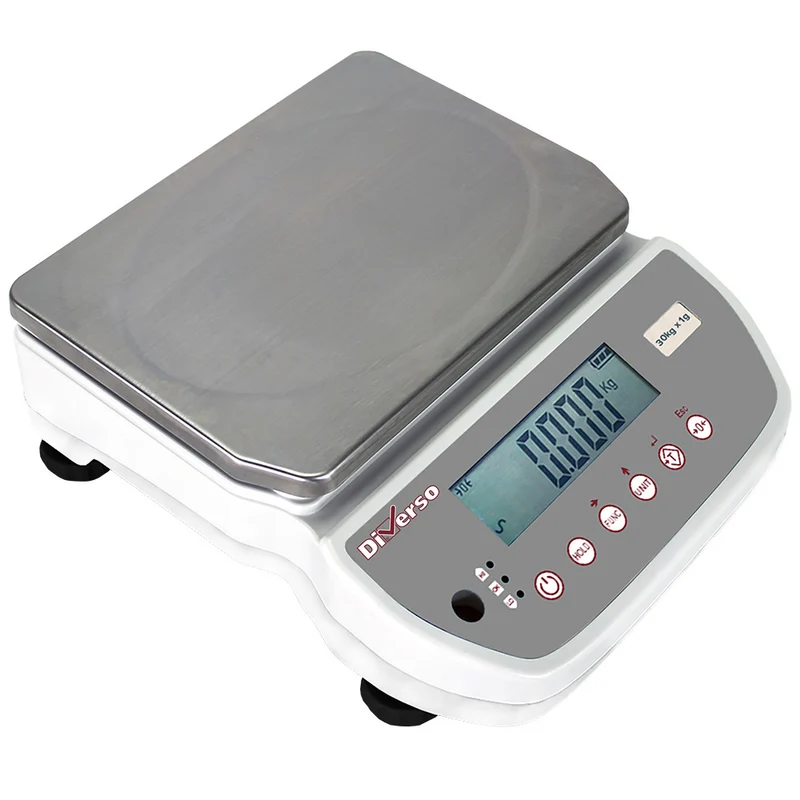 Professionelle Digitalwaage 30 kg , 1 g Teilung , Edelstahl-Wiegefläche, WR-30X1-L
