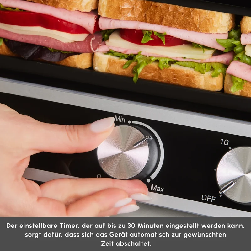 Karaca Nova Grill 6 Dilim Kapasiteli Inox Gövdeli Zaman Ayarlı Izgara ve Tost Makinesi 2000W
