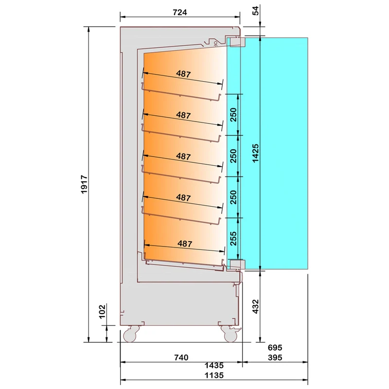 Professionelle Wärmevitrine für Selbstbedienung , 80 cm breit , fahrbar, HAS08-G5