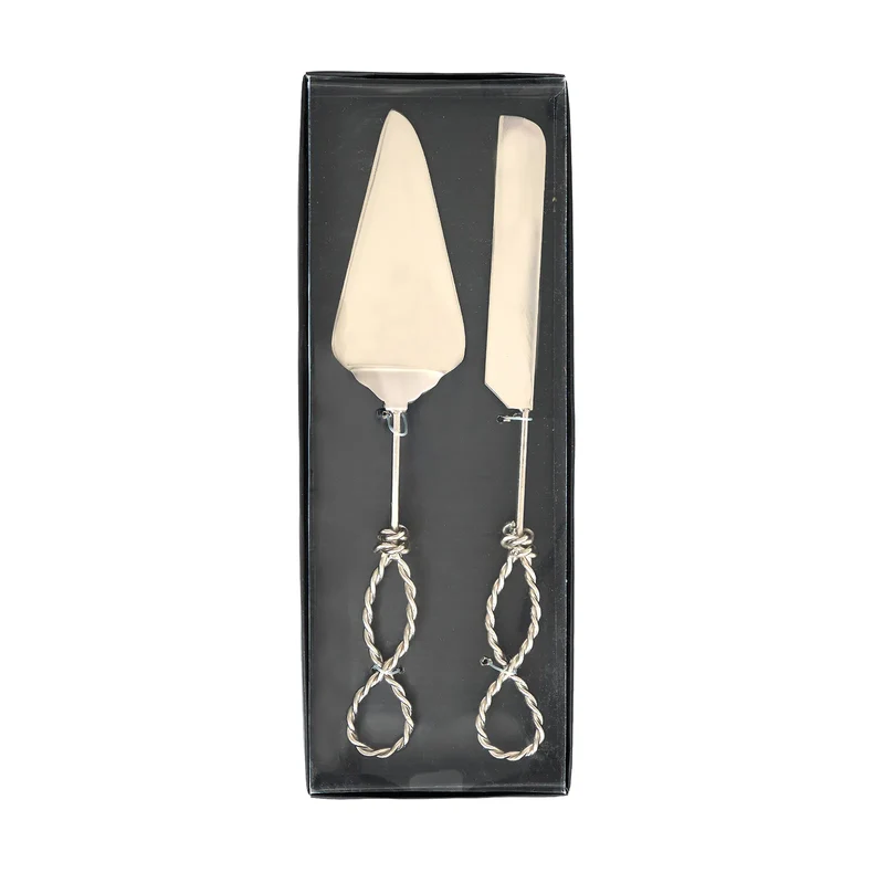 Karaca Rope Serviermesser und Spatel Set Silber