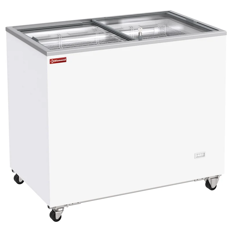 Gewerbe Tiefkühltruhe 303 L mit Glasschiebedeckel, fahrbar, GVL31-G3