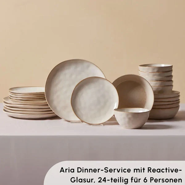 Karaca Aria Bej Reactive 24 Parça 6 Kişilik Yemek Takımı