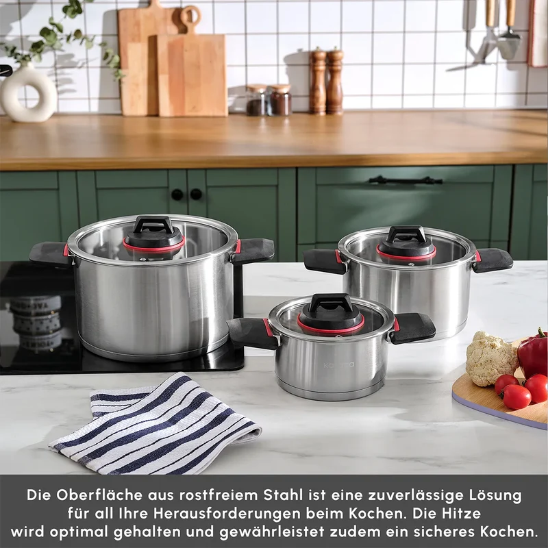 Karaca Yenka Stahl Induktions Kochgeschirr Set, 6 Teilig
