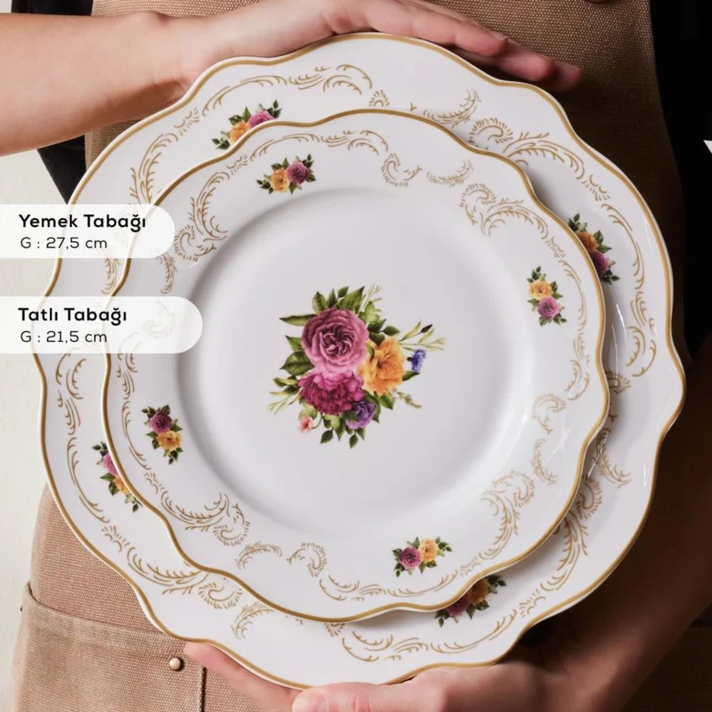 Karaca Antique Porselen 24 Parça 6 Kişilik Yemek Takımı