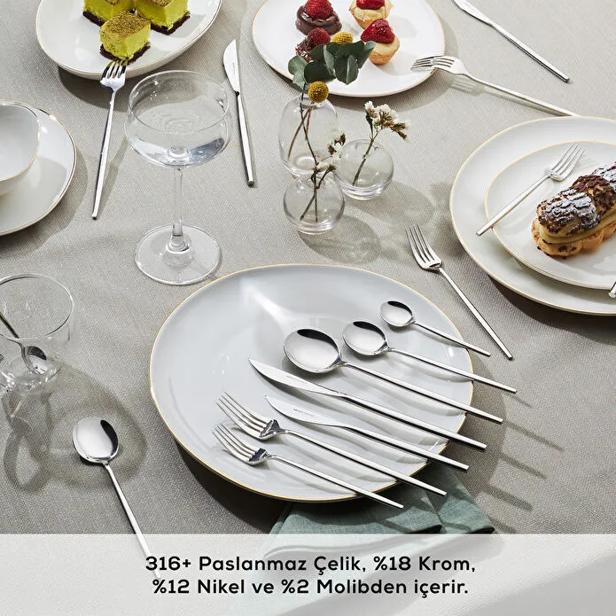 Karaca 316 Premium Mild Platin 12 Kişilik 84 Parça Çatal Kaşık Bıçak Takımı
