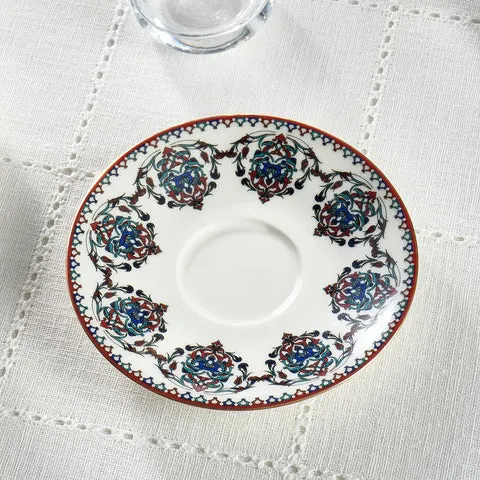 Karaca Nakkaş 6 Kişilik 12 Parça Bone China Çay Takımı, 130 ml, Kırmızı
