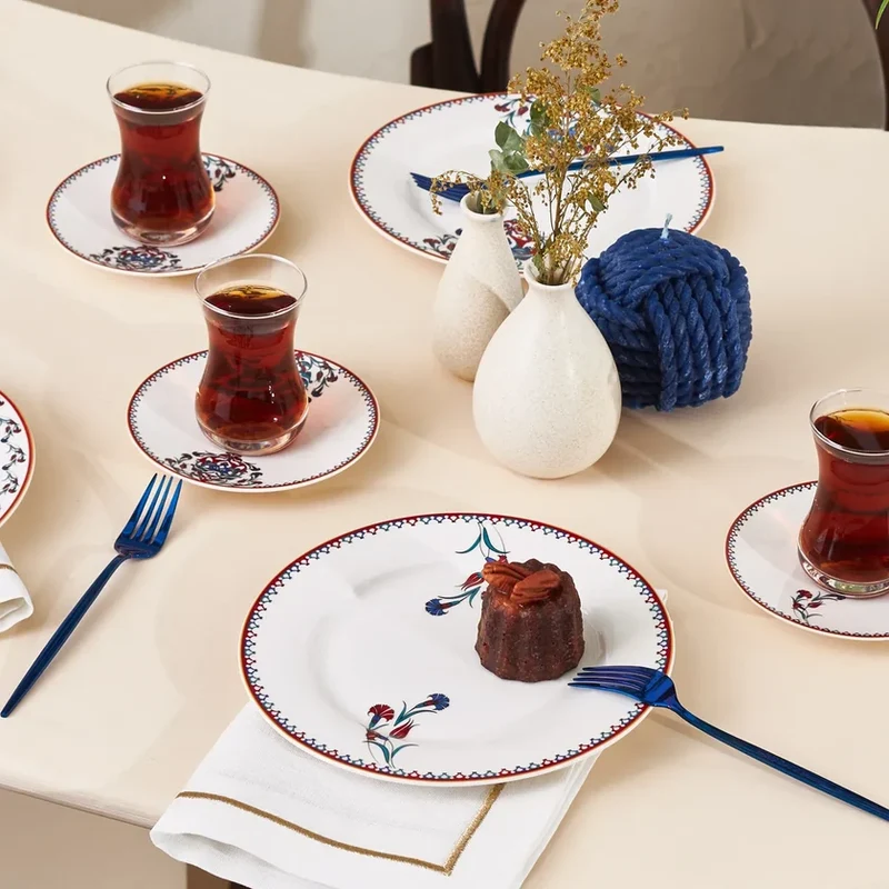 Karaca Nakkaş 6 Kişilik 18 Parça Tatlı ve Çay Seti