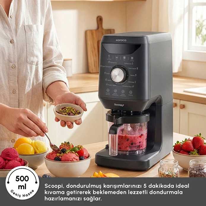 Karaca Scoopi 10 in 1 Dondurma Makinesi Matte Black