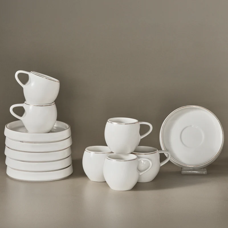 Karaca Streamline Sunset 6-teiliges Kaffeetassen-Set für 6 Personen, 100 ml