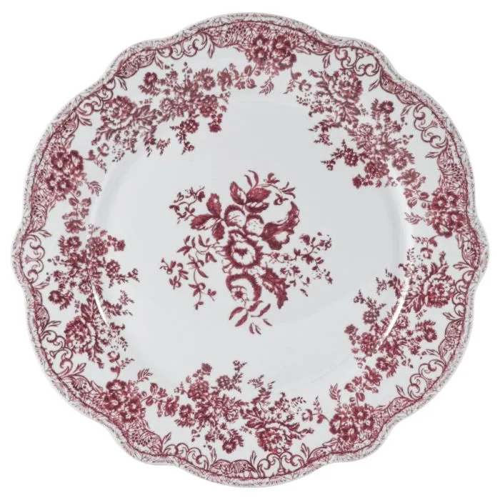 Vintage 25 parça 6 kişilik porselen yemek takımı- Pembe çiçek desenli