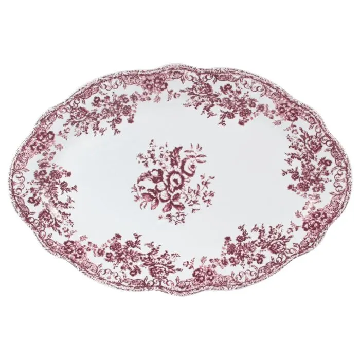 Vintage 25 parça 6 kişilik porselen yemek takımı- Pembe çiçek desenli