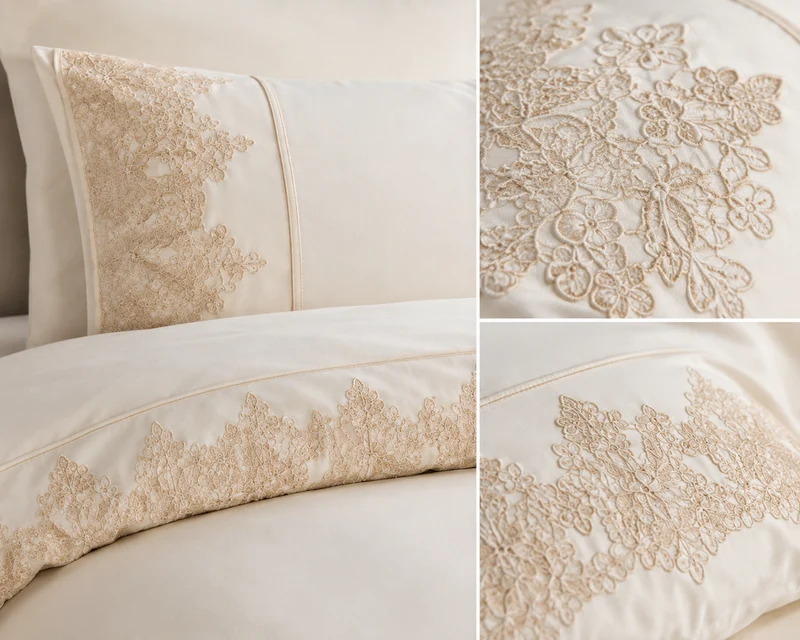 Lavella Nisa Nevresim Takımı 200x220 cm – Beyaz | 6 Parça