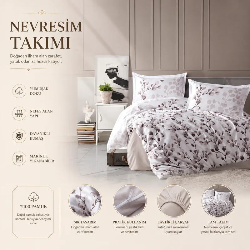 Lavella Aven Ranforce Nevresim Takımı 200x220 cm 4 Parça – Lila