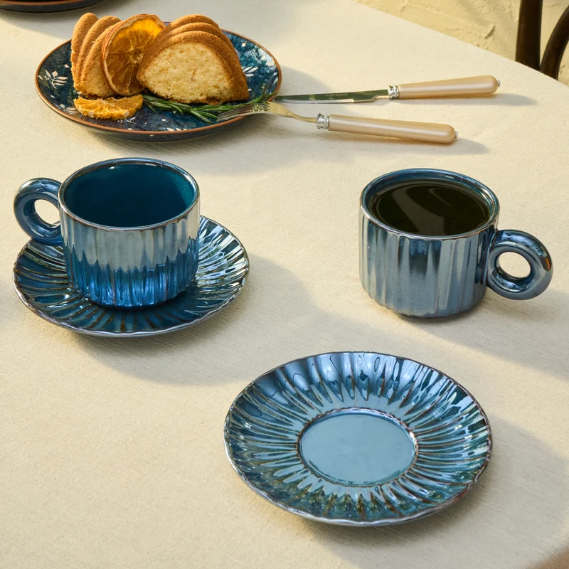 Karaca Arthur Marineblaue Teetasse für 2 Personen, 260 ml