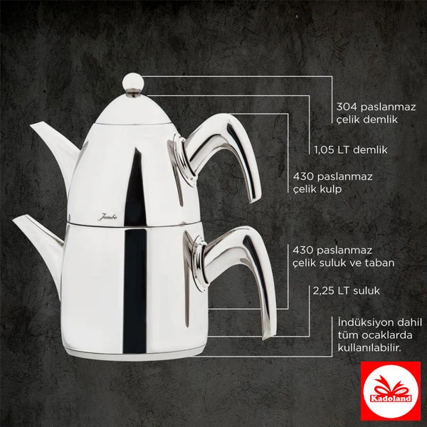 Jumbo 6500 Çaydanlık | Metalen Handvat