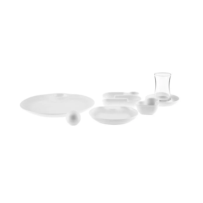 Karaca Streamline Salsa Fine Bone 6 Personen Frühstücksset und Servierschalen, 26 Teilig