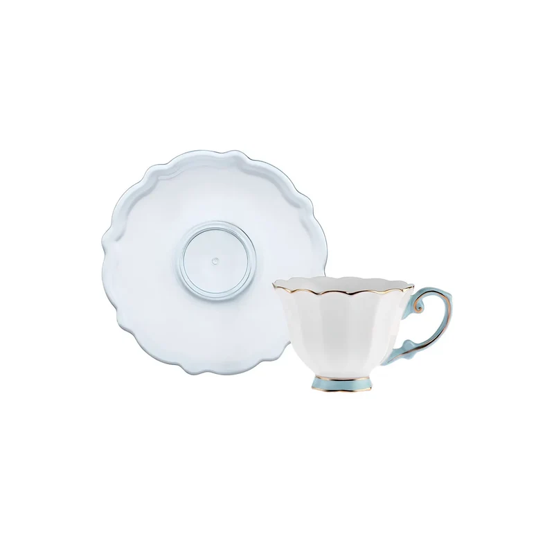 Karaca Samo 2 Personen Türkis Kaffeetasse Set mit Acryl Untertasse 90 ml