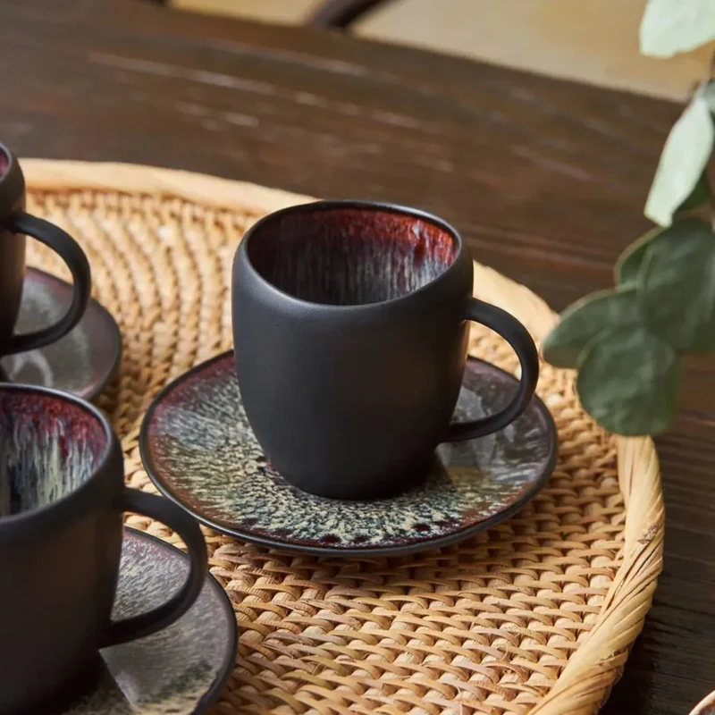 Karaca Red Carpet Collection Galactic Schwarz Kaffeetasse Set 2 Personen 100 ml
