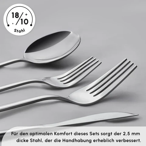 Karaca Bella Edelstahl V2 24-teiliges Besteckset für 6 Personen – Silber