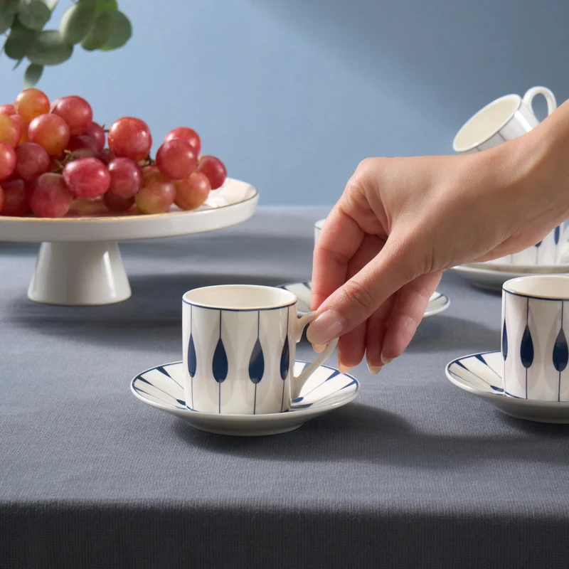 Karaca Ahenk 12-teiliges Bone China Espresso Türkisch-Kaffeetassen-Set für 6 Personen, 80 ml, Mehrfarbig