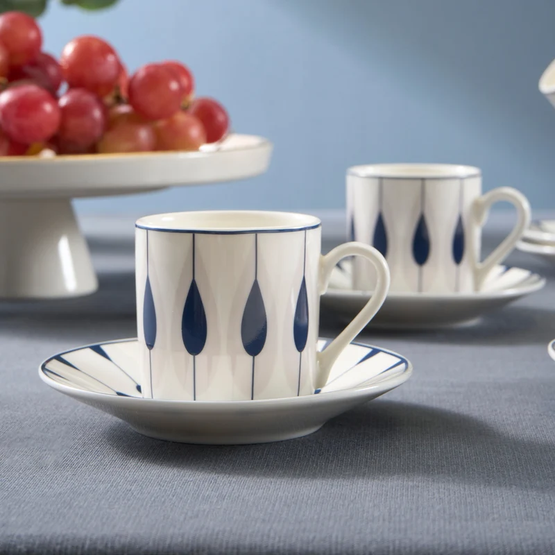Karaca Ahenk 12-teiliges Bone China Espresso Türkisch-Kaffeetassen-Set für 6 Personen, 80 ml, Mehrfarbig