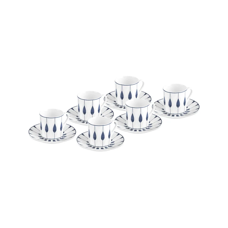 Karaca Ahenk 12-teiliges Bone China Espresso Türkisch-Kaffeetassen-Set für 6 Personen, 80 ml, Mehrfarbig