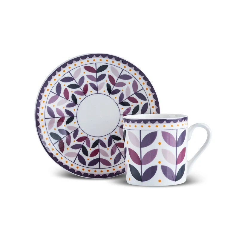 Karaca Tracy Gold 12-teiliges Bone China Espresso Türkisch-Kaffeetassen-Set für 6 Personen, 80 ml, Mehrfarbig