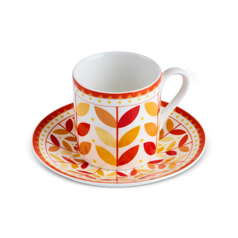 Karaca Tracy Gold 12-teiliges Bone China Espresso Türkisch-Kaffeetassen-Set für 6 Personen, 80 ml, Mehrfarbig