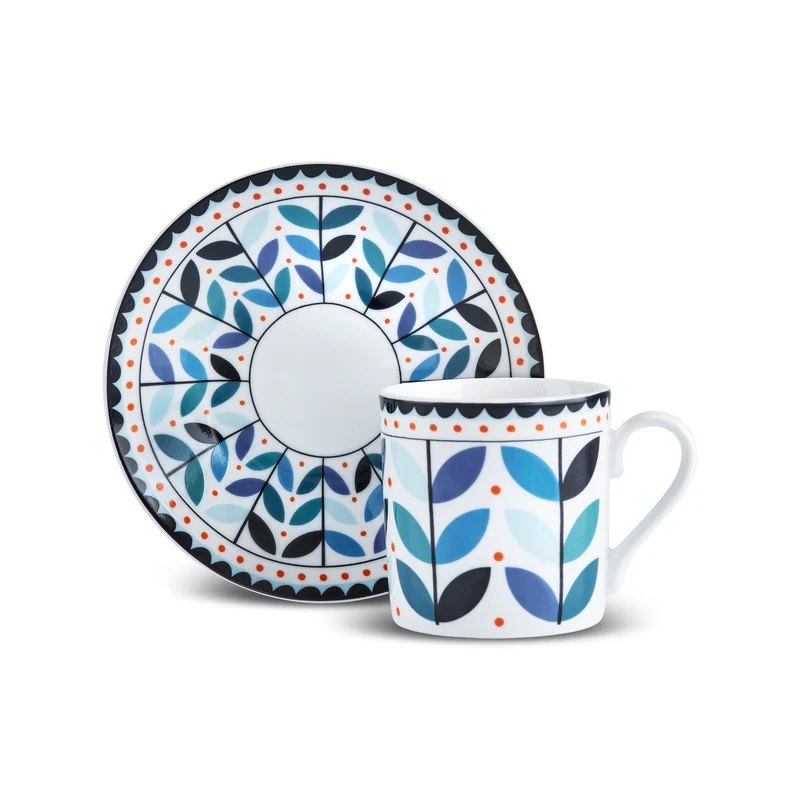 Karaca Tracy Gold 12-teiliges Bone China Espresso Türkisch-Kaffeetassen-Set für 6 Personen, 80 ml, Mehrfarbig