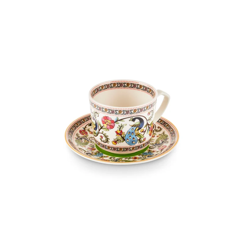 Karaca Yasemen 12-teiliges Bone China Espresso Türkisch-Kaffeetassen-Set für 6 Personen, 80 ml, Mehrfarbig