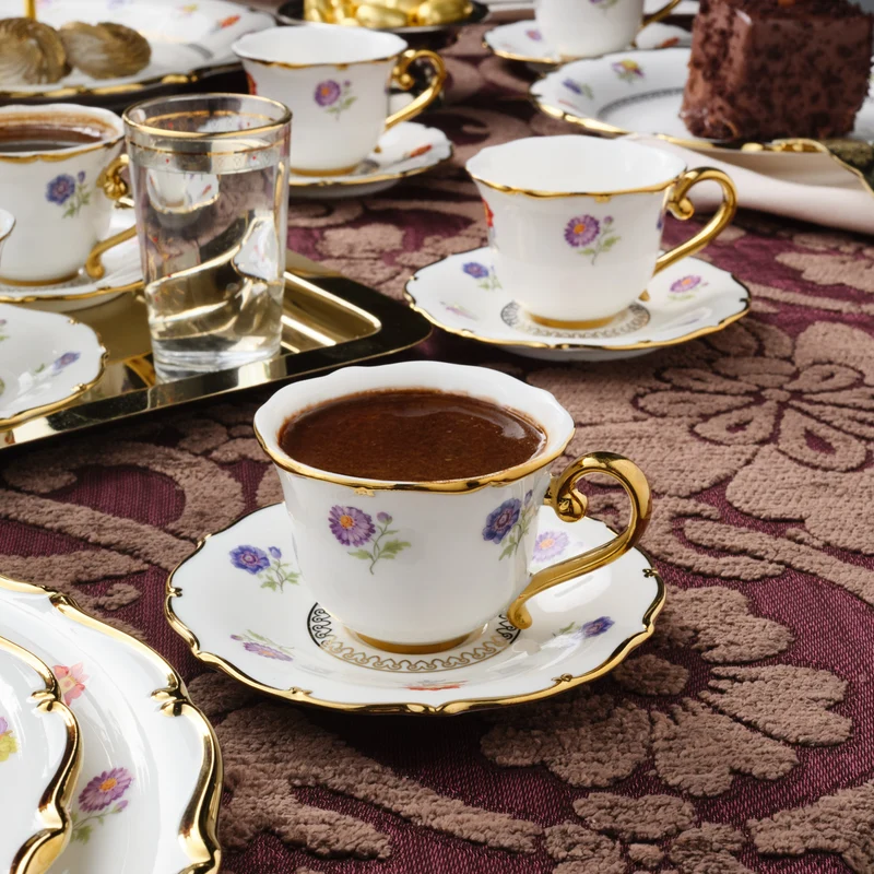 Karaca Royal Bone Diana Kaffeetassenset für 6 Personen, 90 ml