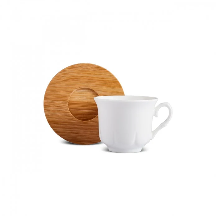 Karaca Bambus-Tablett 6-Personen-Kaffeetassen-Set, 90 ml