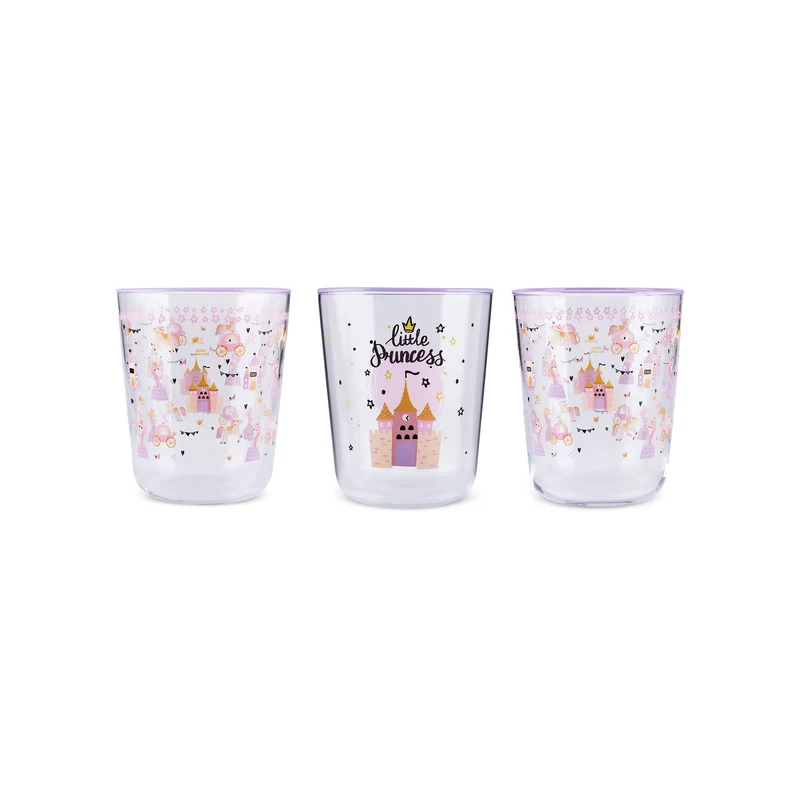 Karaca Kids 3-Teiliges Glasbecher-Set Für Mädchen, Rosa