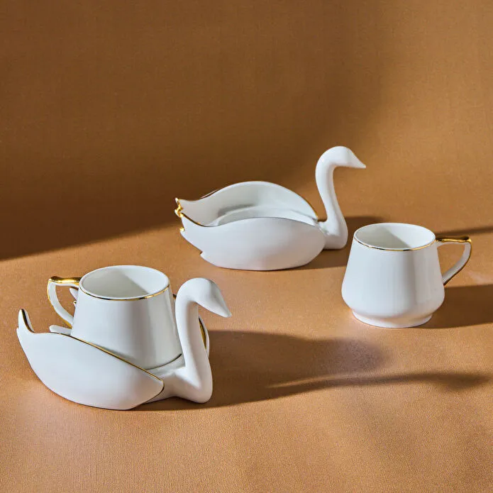 Karaca Schwan Kaffeetassen-Set für 6 Personen