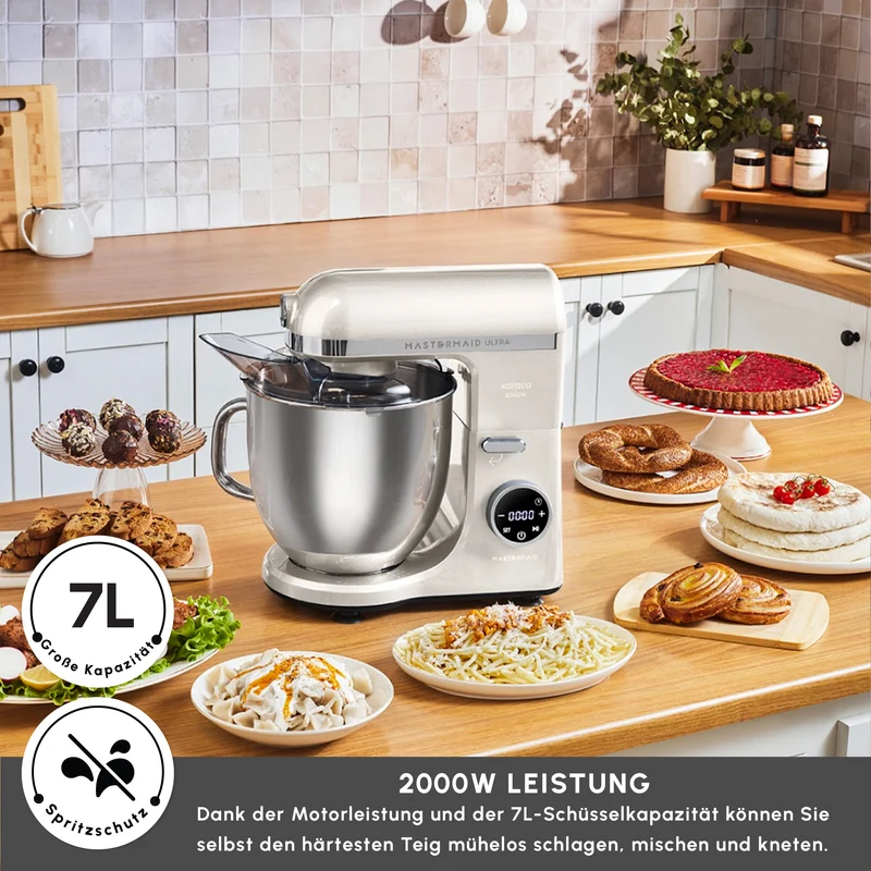 Karaca Mastermaid Chef Ultra D2000W Küchenmaschine mit Digitaldisplay Starlight 7L