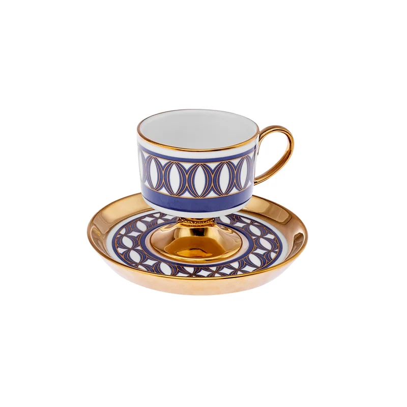 Karaca Hilal 4-teiliges Porzellan Türkisch-Kaffeetassen-Set, 85 ml, Mehrfarbig