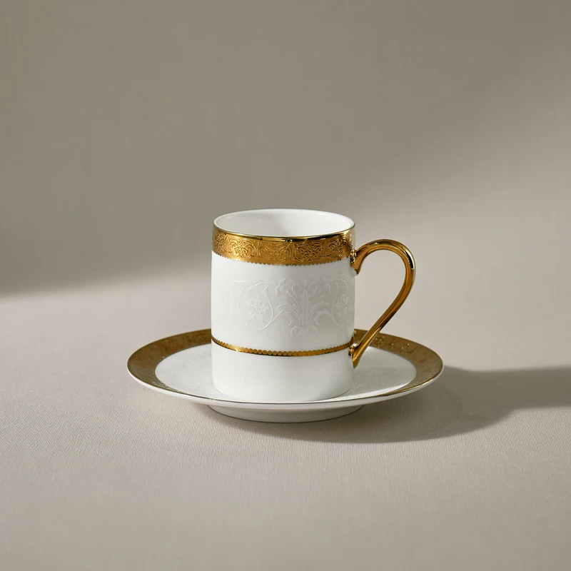 Karaca Royal Bone Victoria Kaffeetassenset für 6 Personen, 90 ml