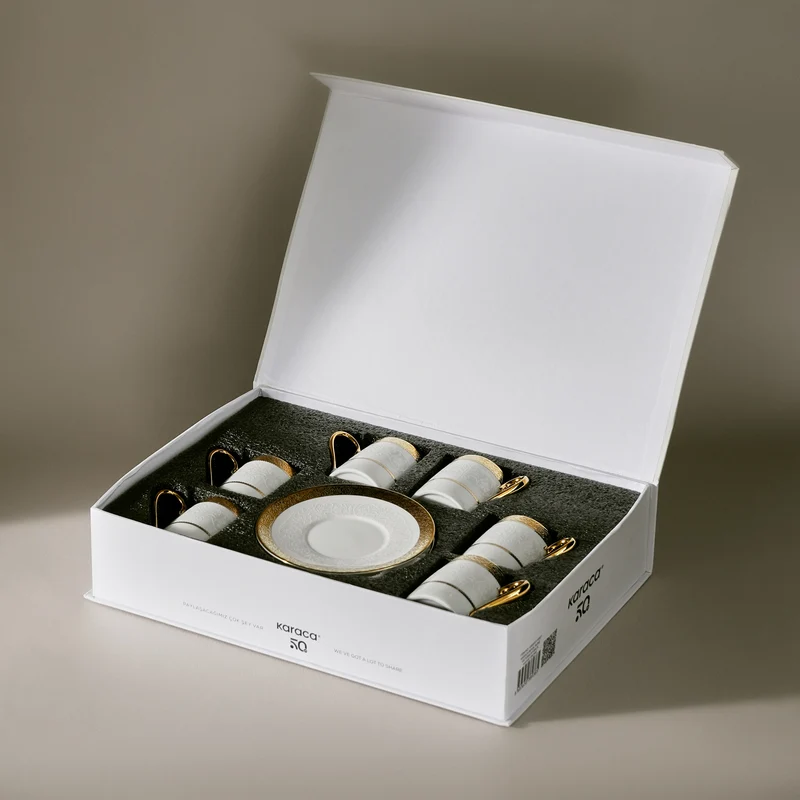 Karaca Royal Bone Victoria Kaffeetassenset für 6 Personen, 90 ml