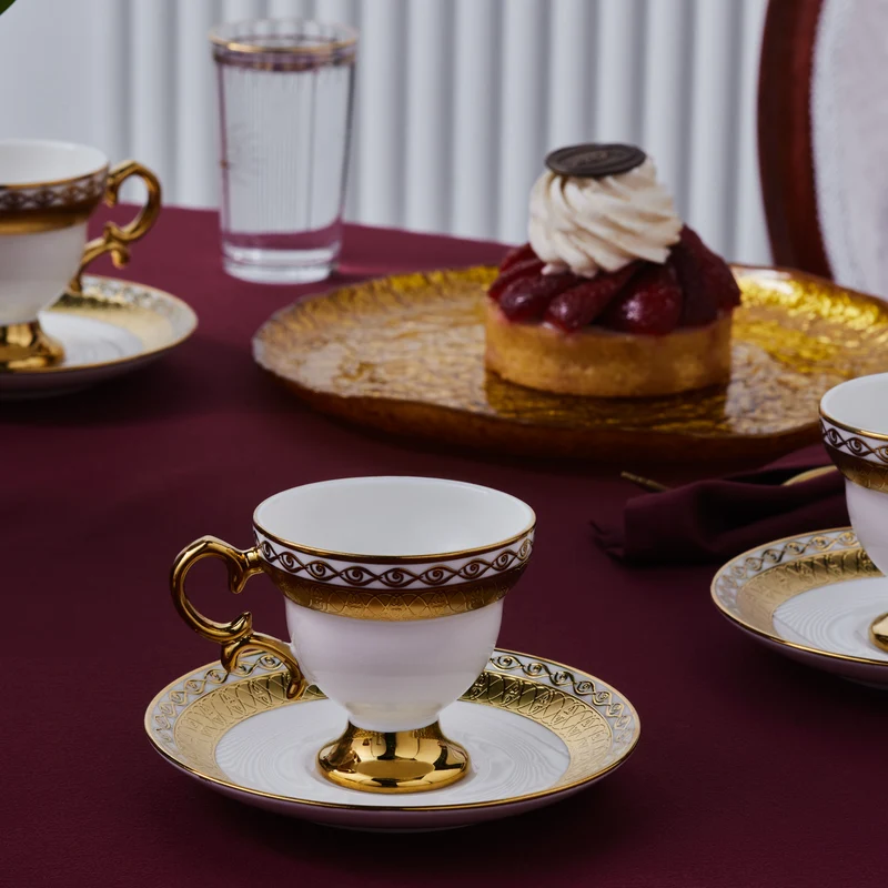 Karaca Hürrem Kaffeetassenset für 6 Personen, 90 ml