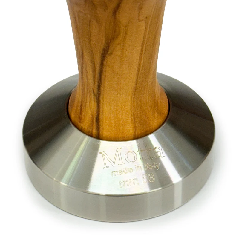 Motta Flat Stainless Coffee Tamper ø 58mm Olive Wood Handle
